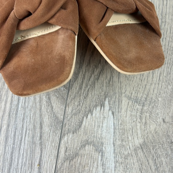 Perfect JEFFREY CAMPBELL Cognac Suede Slide Flat Sandals 10 - Picture 3 of 5